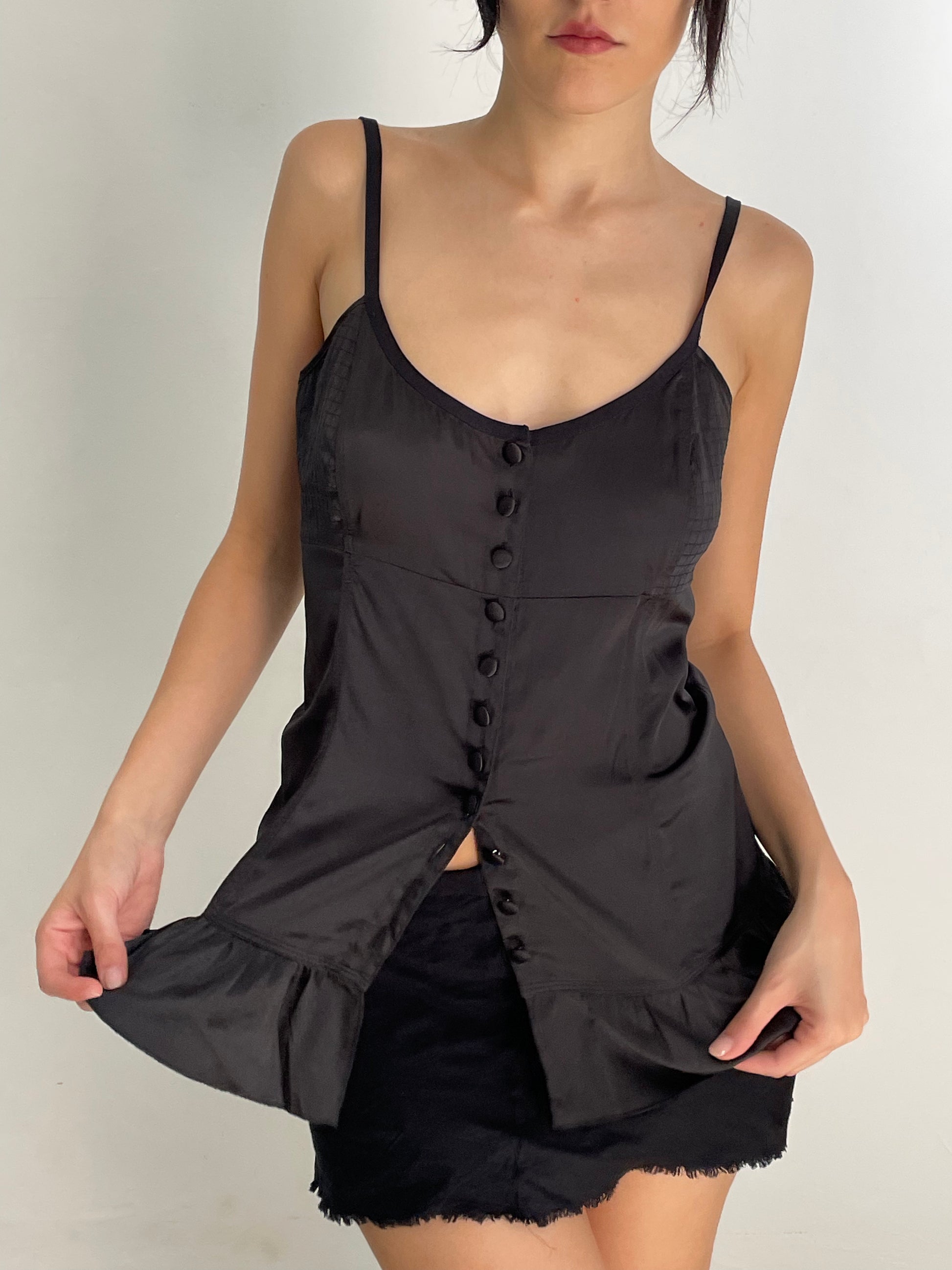 BLACK BUTTONED TOP